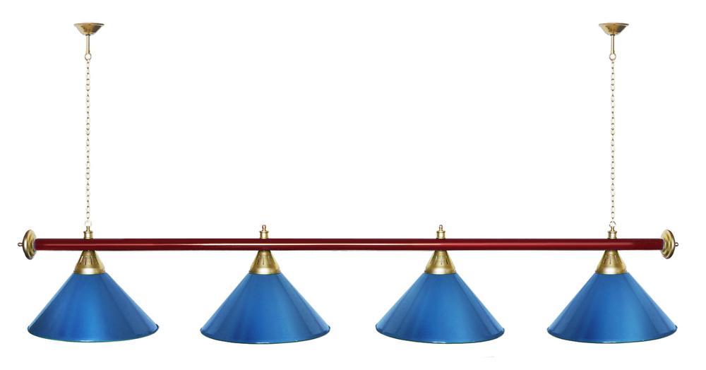 Лампа STARTBILLIARDS 4 пл. (плафоны зеленые,штанга зеленая,фурнитура золото)