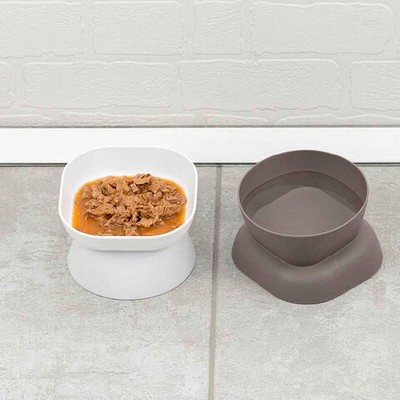 Миска для животных 0,2л "Квадро", цвет белый