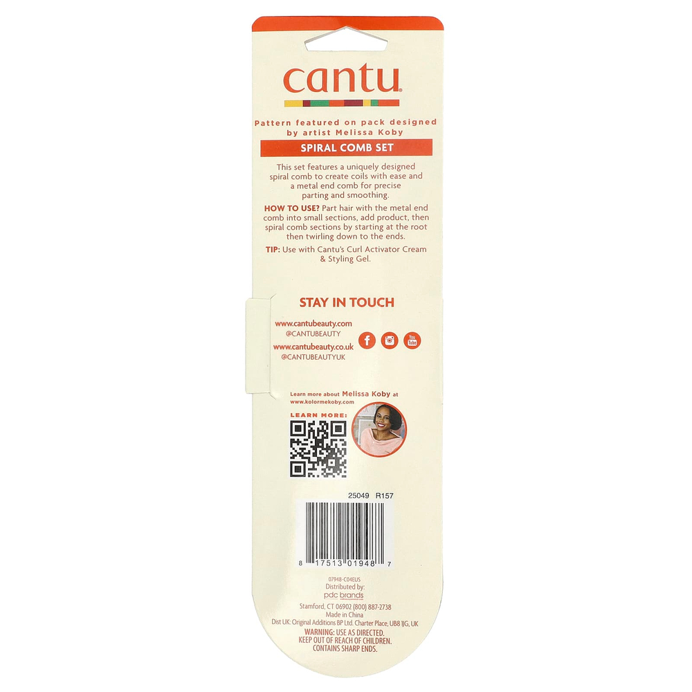 Cantu, Part & Twist, набор спиральных расчесок, 2 шт.