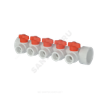 Коллектор PP-R белый Дн 40х20 на 3 выхода с кранами VALFEX 101134003