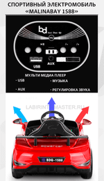 Спортивный электромобиль "MalinaBay 1588", белый
