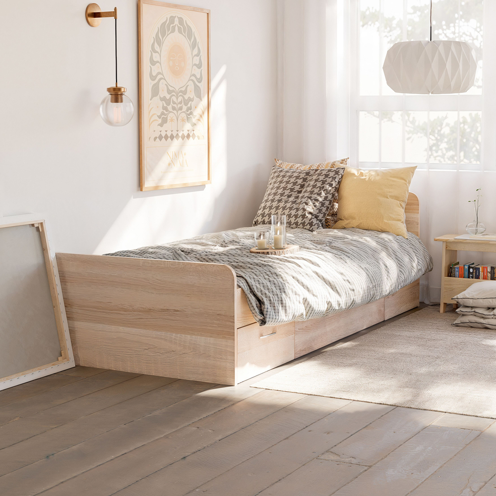 Кровать, 90х200, Боро, детская, односпальная, дуб сонома, Dipriz