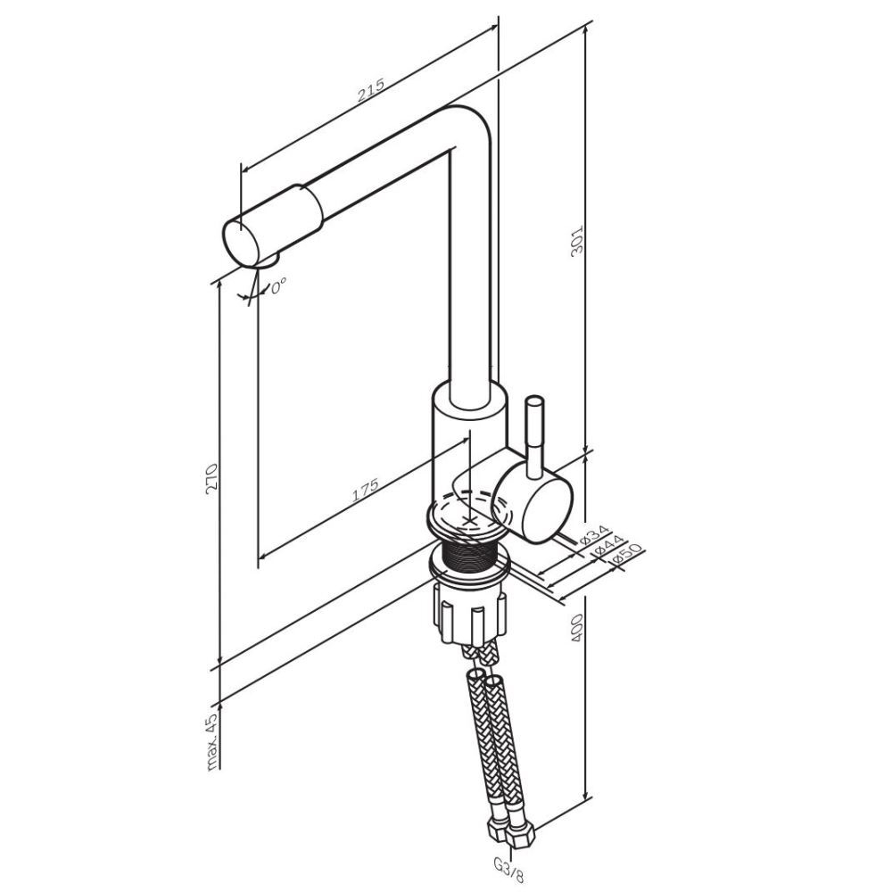 Смеситель для кухни с L-изливом, хром AM.PM X-Joy S F85B05000