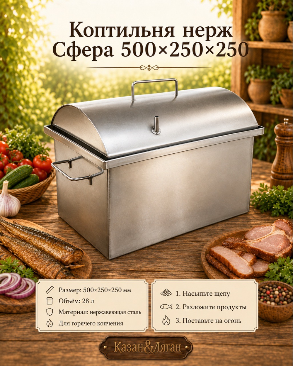Коптильня "Сфера" 50*25*25 ДЖ