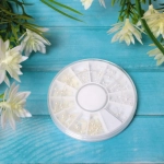 Украшение для нейл-арта «Nail Art Design», бусинки, цвет белый и жемчужный, в пакете, 6*6см