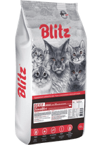Сухой для взрослых кошек с говядиной Blitz Sensitive Beef Adult Cats All Breeds 2кг