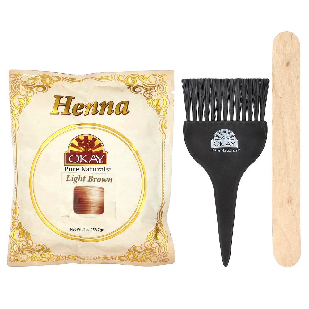 Okay Pure Naturals, Натуральная краска для волос из травяной хны, светло-коричневый, 56,7 г (2 унции)