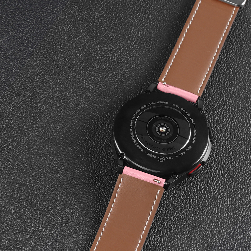 Ремешок из натуральной кожи розового цвета от Dux Ducis для смарт часов Samsung Galaxy Watch 3, 4, 5, 6 и 7 (размер крепления 20мм), серия YA Series