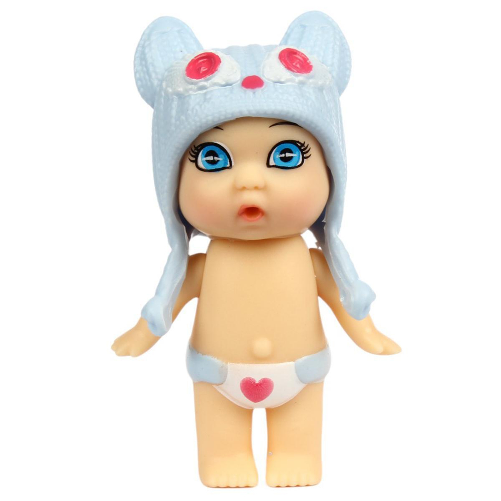 Куколка OLY в шапочке-ушанке в поильнике. Девочка 8см, арт.3380-3 (Bondibon)