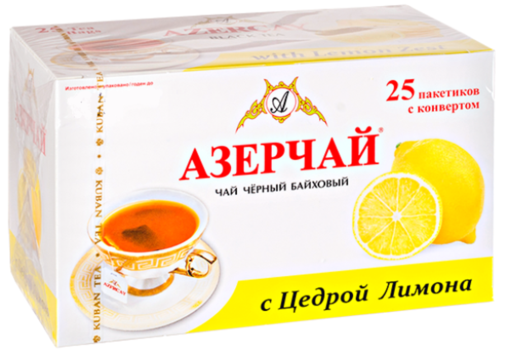 Чай черный Азерчай, лимон, 25 пак