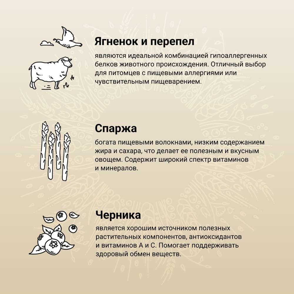 CRAFTIA NATURA Сухой корм для взрослых собак средних и крупных пород из ягненка с перепелкой 640 г