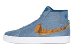 Supreme x Nike Blazer "Industrial Blue" leather retro casual non-slip wear-resistant mid-top sneakers for men and women with the same blue and yellow