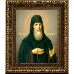 Пимен Печерский, постник, преподобный игумен. Икона на холсте.