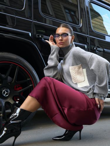 Бордовая шелковая юбка-макси Easy