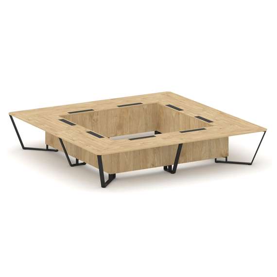 Steel Meet Стол переговорный квадратный KDK-PR.B.SP-20K2 Тиквуд Светлый/Металл Черный 4000*4000*750