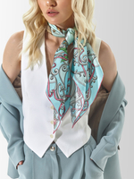 Платок «Яйцо Фаберже Ландыши» 100% шёлк лазурный