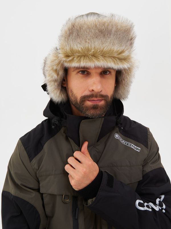 Шапка ушанка зимняя Горка-Люкс ткань Исландия цвет Хаки