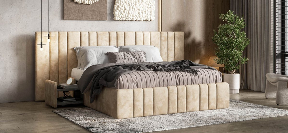 Кровать BOSS INFINITY 180*200 велюр Alkantara пепел