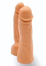 Двойной фаллоимитатор на трусиках с плугом - 15 см. (Цвет: телесный)
