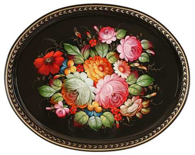 Жостовский поднос декоративный, размер 51х41 см (A26), металлический