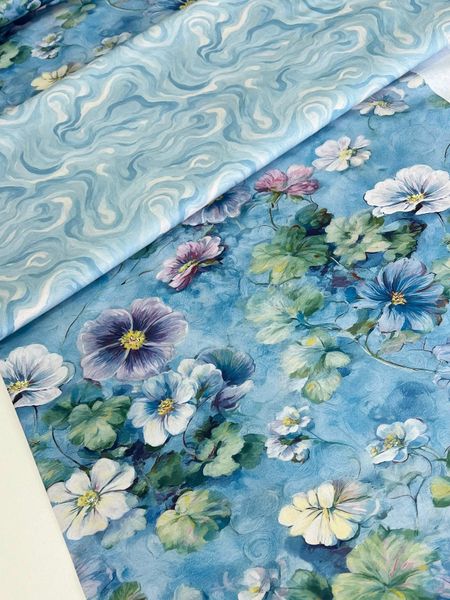 ГОЛУБОЙ ЭБРУ - 100% ХЛОПОК 4