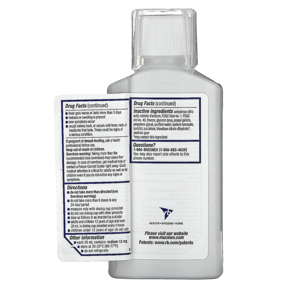 Mucinex, Sinus-Max, сильная заложенность носа и боль, для детей от 12 лет, 180 мл (6 жидк. унций)