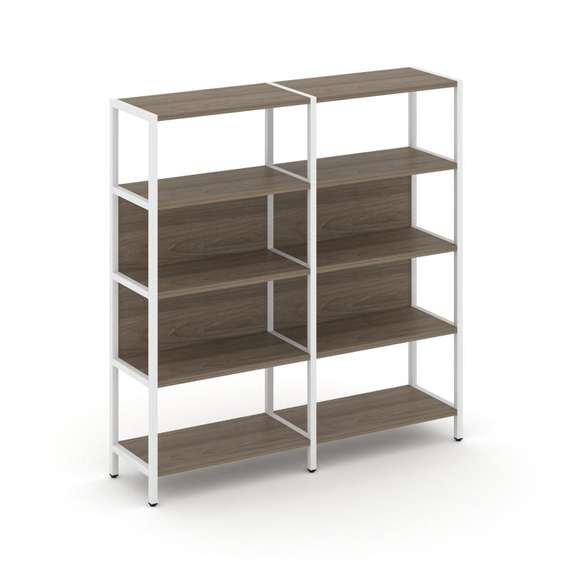 Shelf System Двухсекционный стеллаж четырехярусный SN.STM-421 Вяз Благородный/Металл Белый 1590*400*