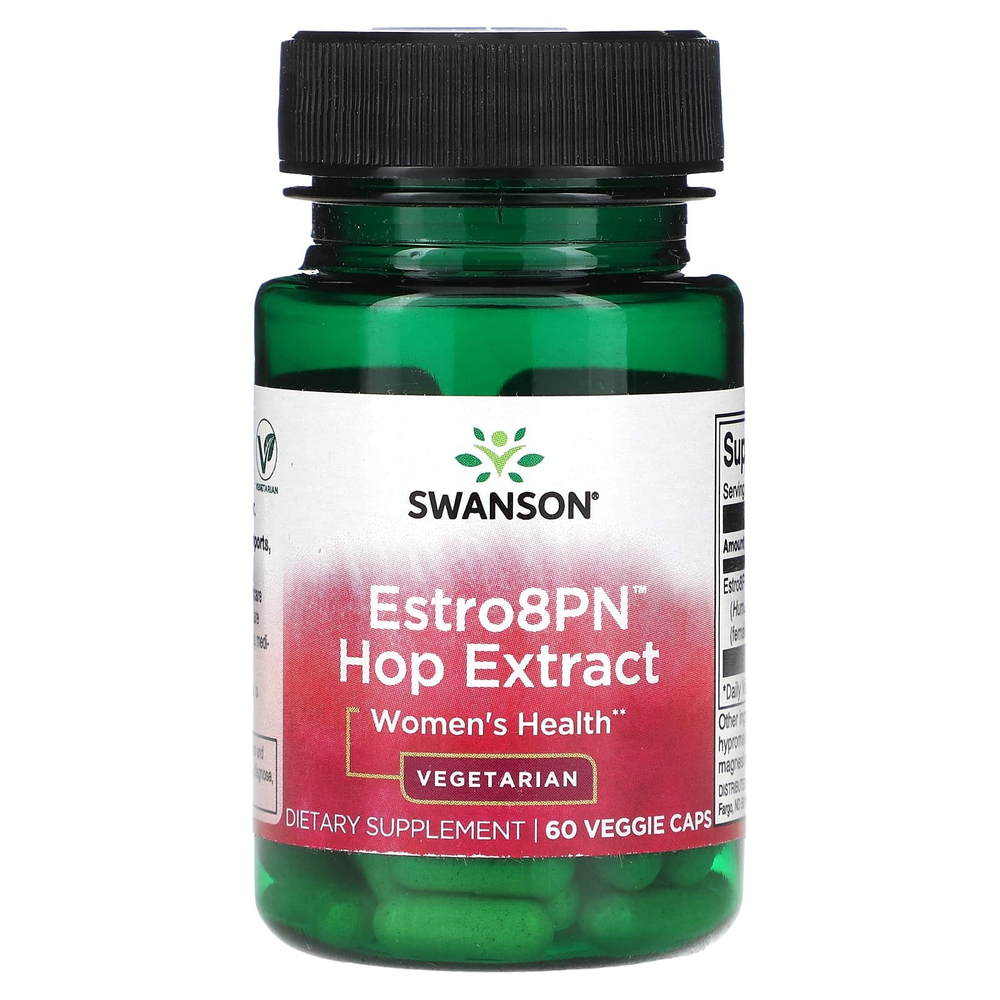 Swanson, Estro8PN, экстракт хмеля, для женского здоровья, 60 растительных капсул (10 мг на капсулу)