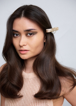 Бант "Стрекоза" бежевый с прозрачным декором