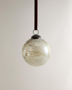 ZARA HOME ЕЛОЧНОЕ ИГРУШКА В ФОРМЕ ШАРА С ЭФФЕКТОМ ПОТРЕСКИВАНИЯ, СЕРЫЙ