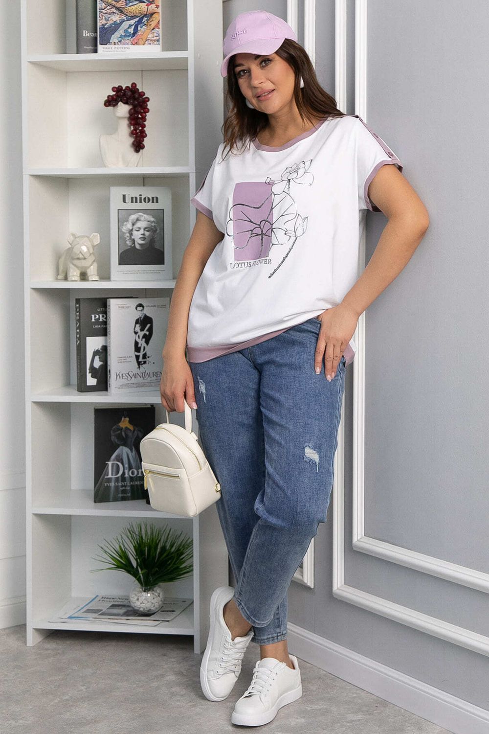 Блуза Чарли (бело-сиреневая) Б13802-20М LT Collection