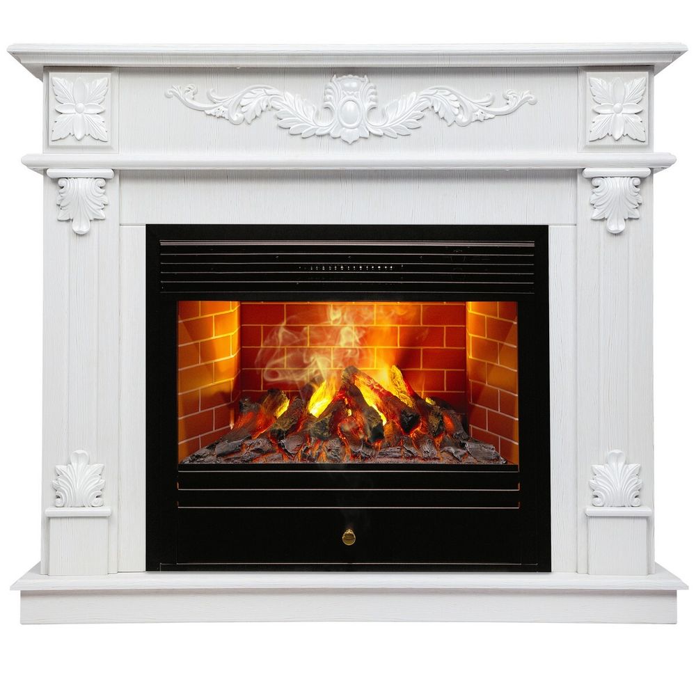 Электрокамин RealFlame Philadelphia 25,5/26 WT белое золото с очагом 3D Novara