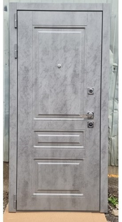 Входная металлическая дверь с зеркалом РЕКС Лира Бетон темный / Белый матовый