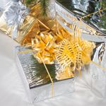 Текстильный бант Шар, Широкая полоса, Золото, Металлик, 15 см, 1 шт.