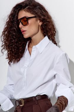 Свободная базовая рубашка из хлопка белого цвета