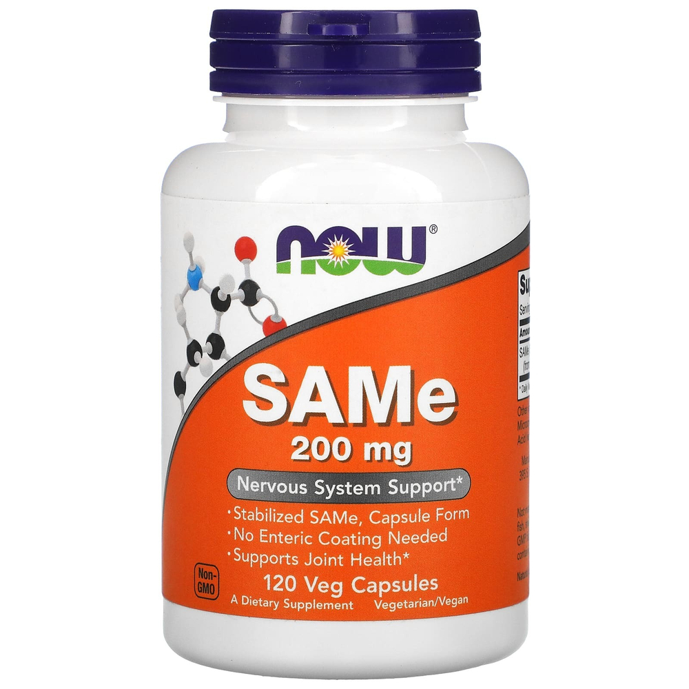 NOW Foods, SAMe, дисульфат тозилат, 200 мг, 120 растительных капсул