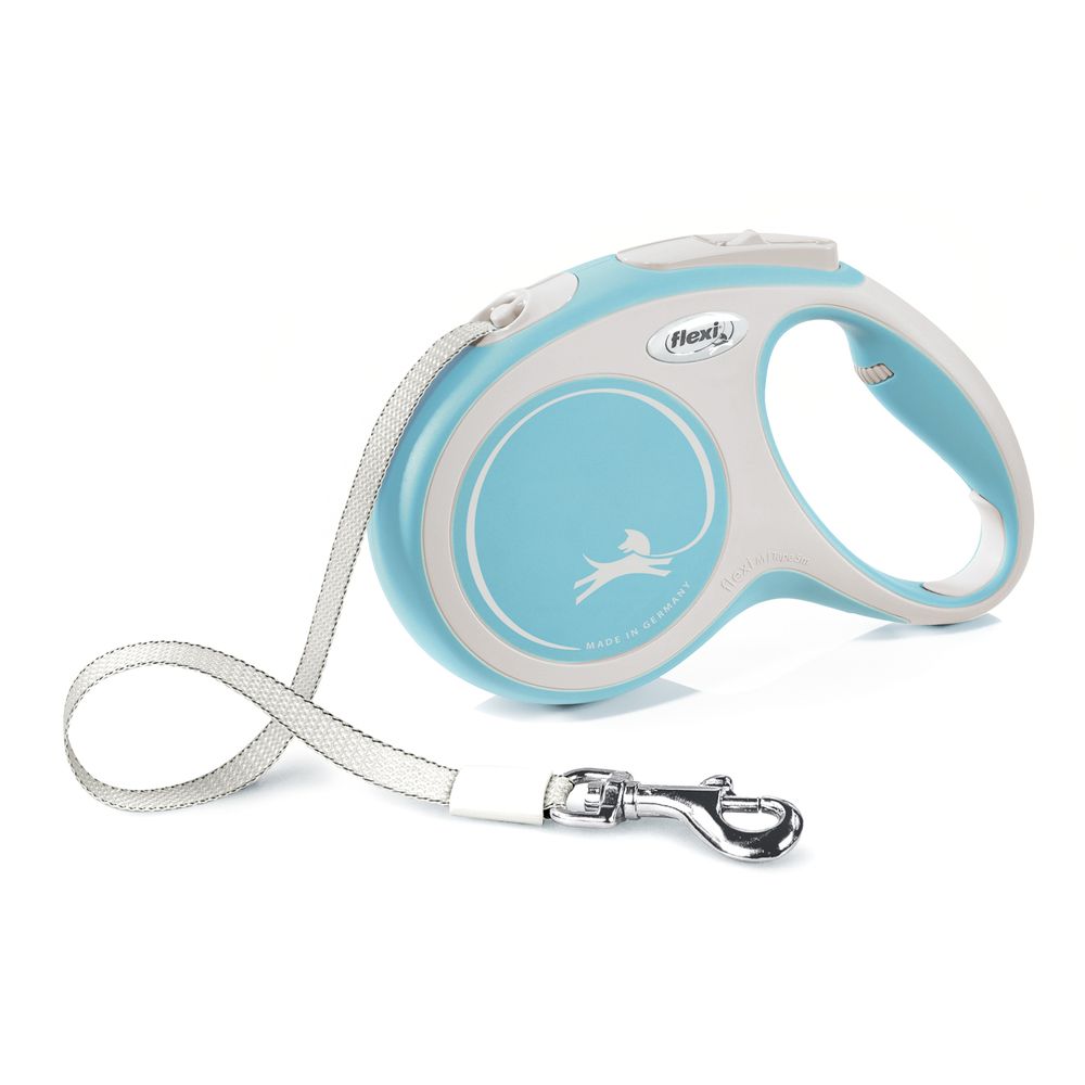 Рулетка flexi NEW LINE Comfort M (до 25 кг) лента 5 м серый/голубой Рулетка flexi NEW LINE Comfort M (до 25 кг) лента 5 м серый/голубой