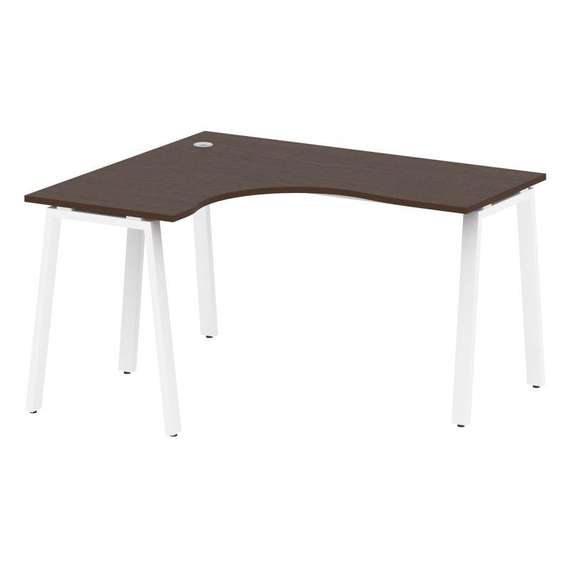 Metal System Стол криволинейный левый на А-образном м/к БА.СА-3 (L) Венге Цаво/Металл Белый 1400*120