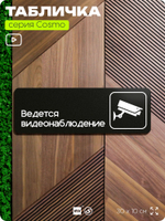 Табличка Ведется видеонаблюдение, для офиса, кафе, ресторана, 30 х 10 см, черная, Айдентика Технолоджи