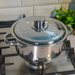 Кастрюля 2,5л нерж "Астра", d18см, h10см с металлической крышкой, ТРС, капсульное дно, индукция