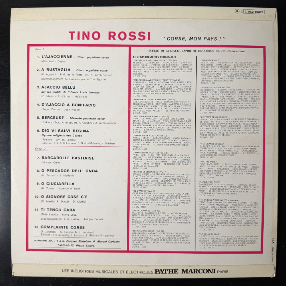 Tino Rossi ‎– Corse, Mon Pays (Франция) Т
