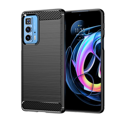 Мягкий защитный чехол черного цвета на Motorola Moto Edge 20 Pro, серия Carbon от Caseport