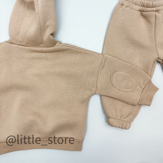 Комплект из футера с начесом "Медвежонок" песочный