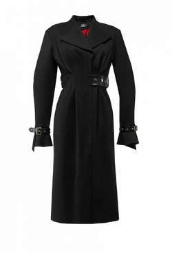 Френч чёрный с вырезами по бокам 16-01-20FW