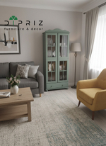 Dipriz Шкаф с витриной Бритта из массива сосны, 2 двери, 77х32х186 см, эвкалипт