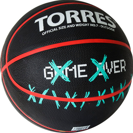 Мяч баскетбольный TORRES Game Over B02217, р.7, резина, нейлон. корд, бут. кам., черный