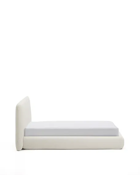 Кровать Martina со съемным чехлом из шенилла цвета экрю 160 x 200