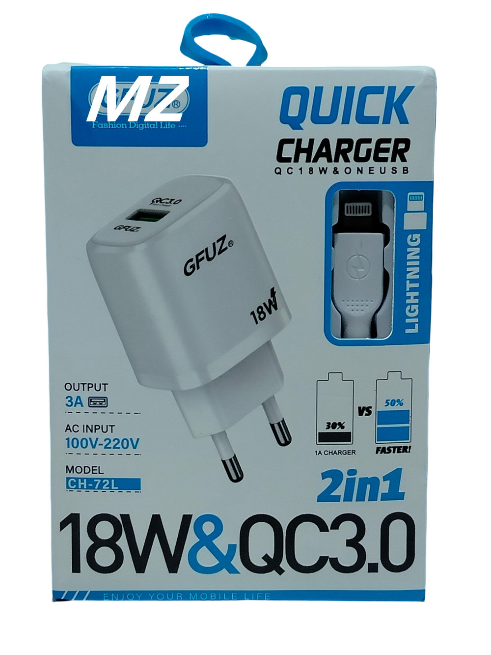 Зарядное уст-во USB+кабель для iPhone IOS QC3.0 Charger CH-72L