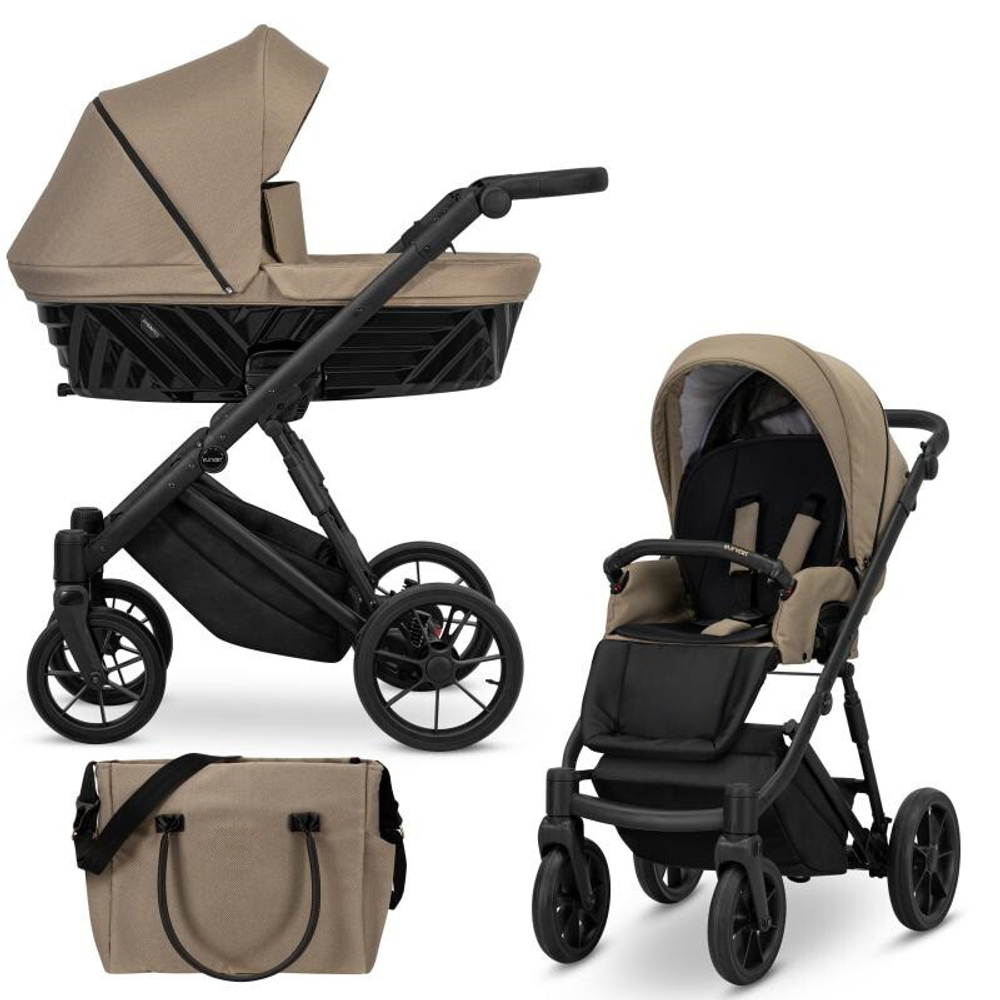 Детская коляска Peppy Fleur 2 в 1 03 Песочная ткань, черная рама