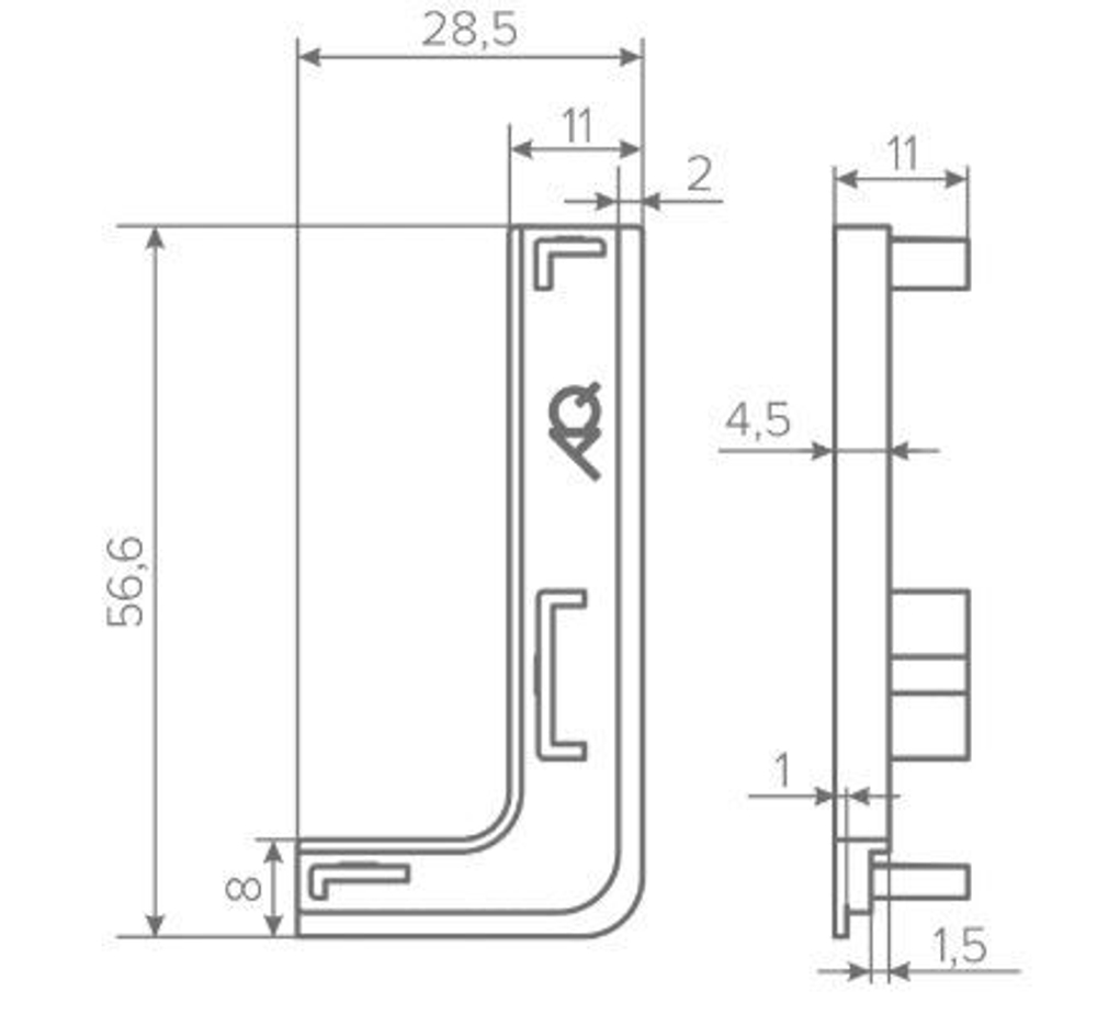 Заглушка контурная правая для горизонт. L-образного профиля Gola-X, черный, AQ